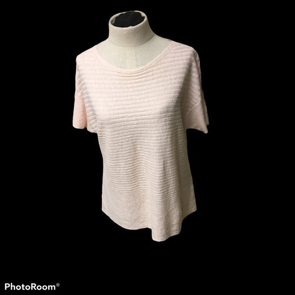 Eileen Fisher Light Pink Short Sleeve Sweater - Picture 1 of 7